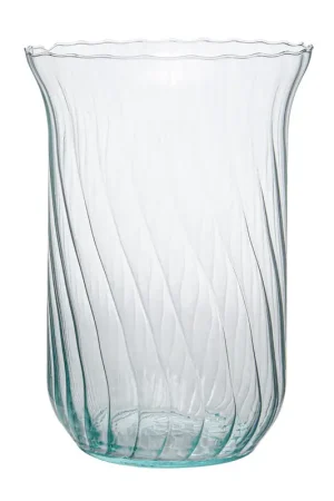 Vase strié "Claudine" grand col transparent Soldes